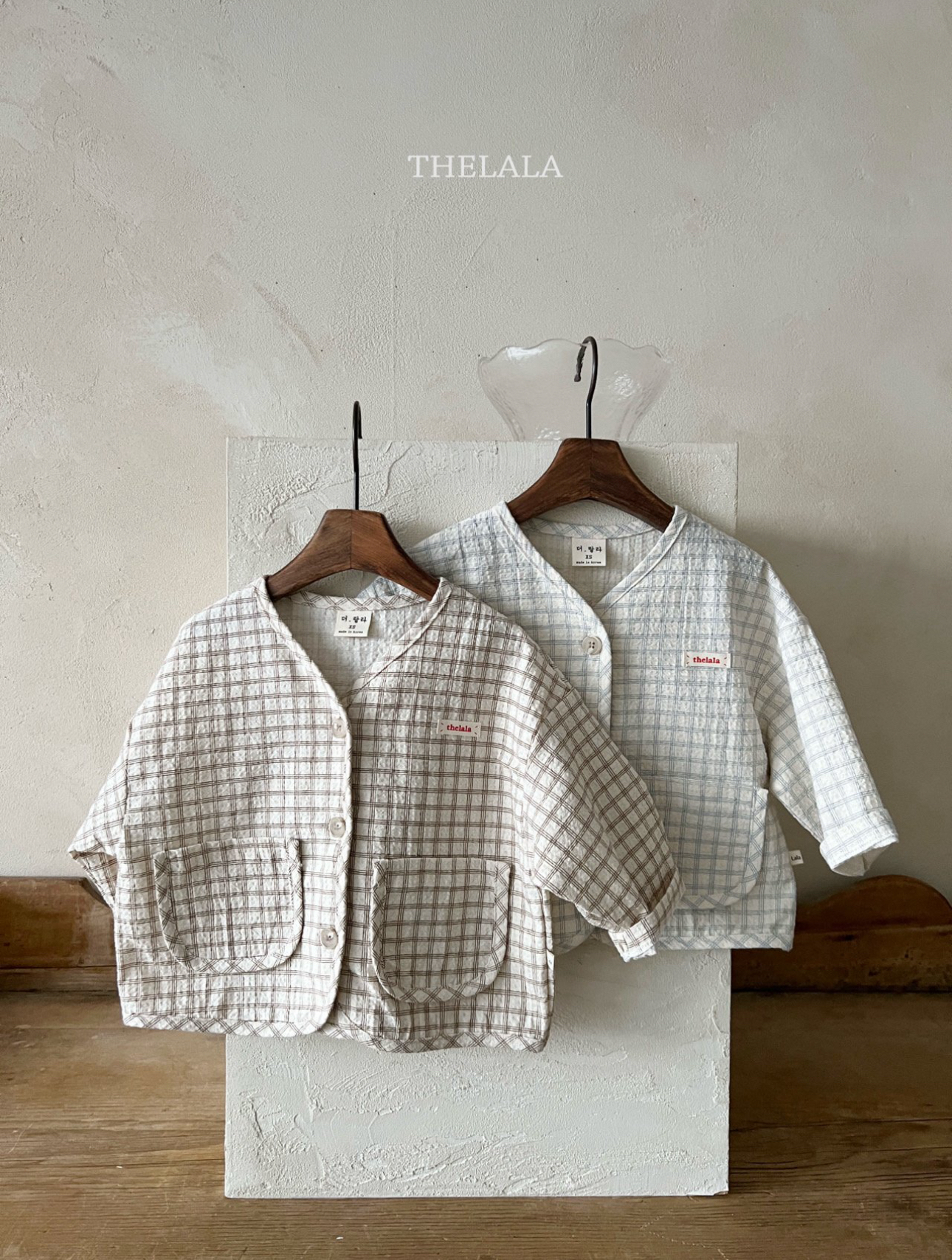 🌸預訂 韓國直送🌸🇰🇷THELALA兩色標籤格紋口袋開襟外套