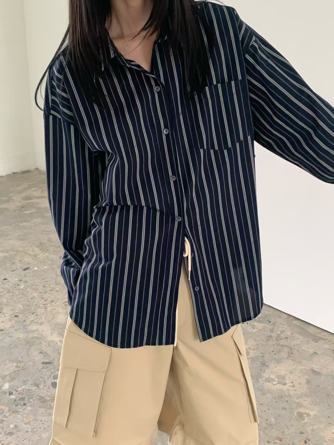 221291 直紋長袖恤