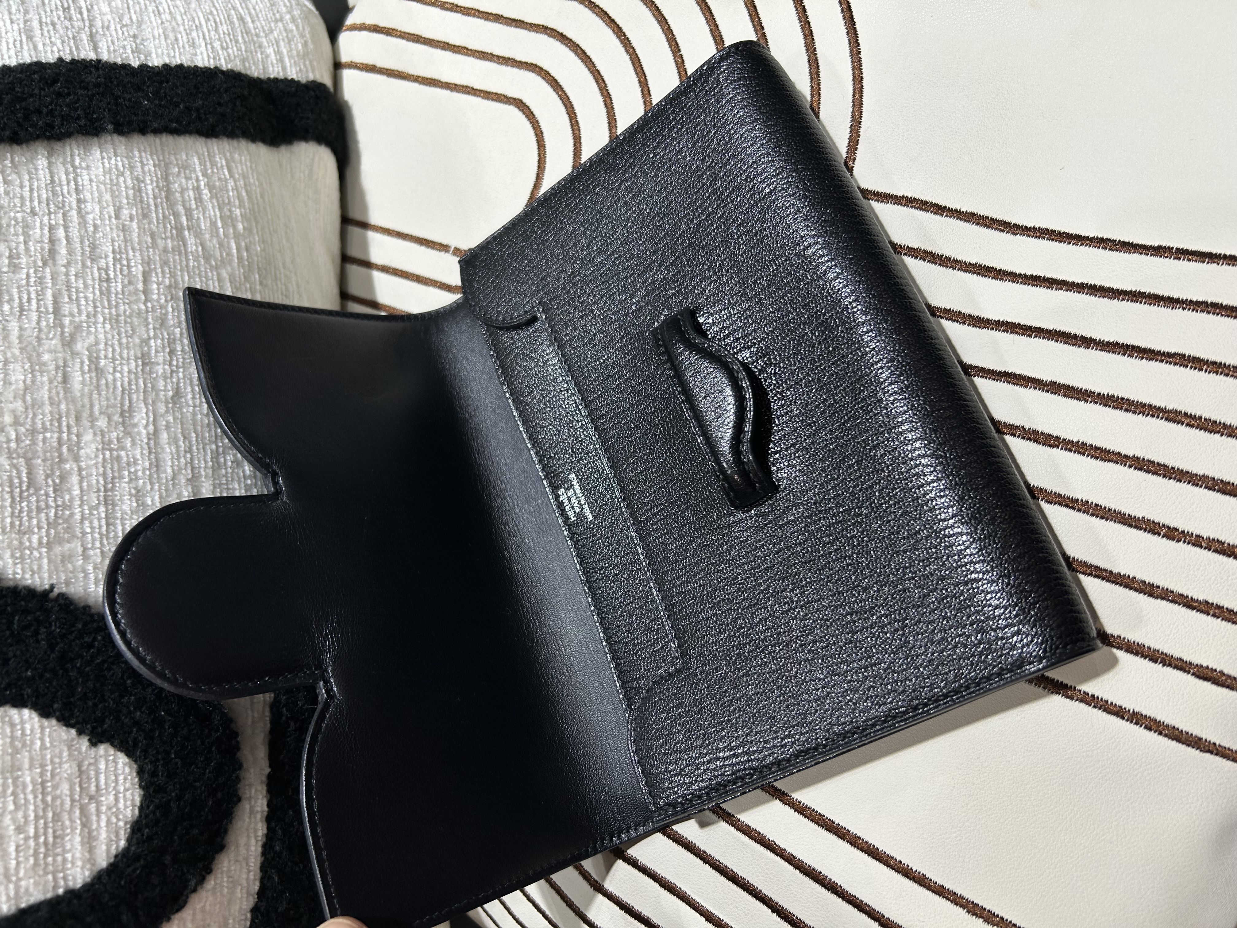 HERMES clutch bag Black Calfskin 1938-19 Stamp C 100%Authentic, 99%New ✅Box