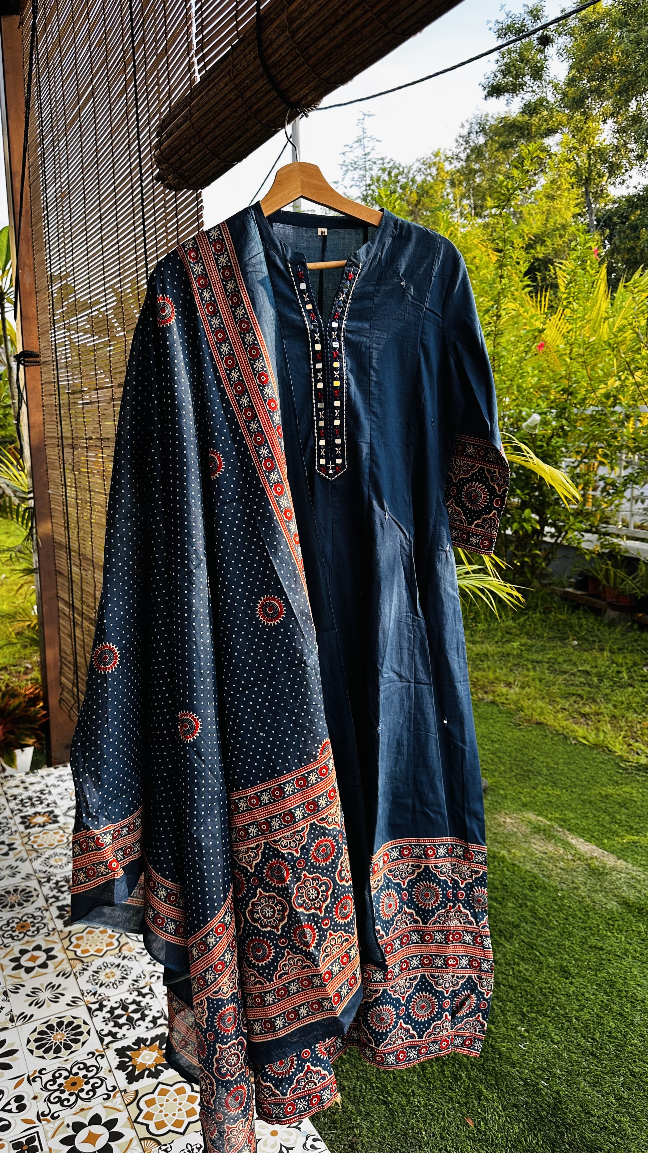 Blue Anarkali Kurta Set with Heavy borders
