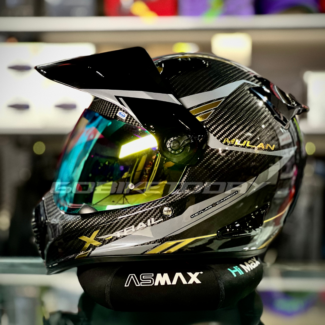 MULAN 739 3K GRAPHIC CARBON FIBRE Adventure Helmet | Bulletproof Kevlar | Photochromic Visor | ECE Approved | Touring Ready
