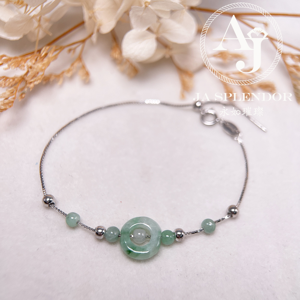 D-36J 天然翡翠A玉 薄荷糖系列純銀手鏈