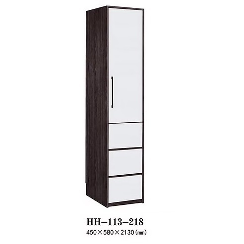HH-113-218黑橡木配亮光灰色一門三斗衣柜