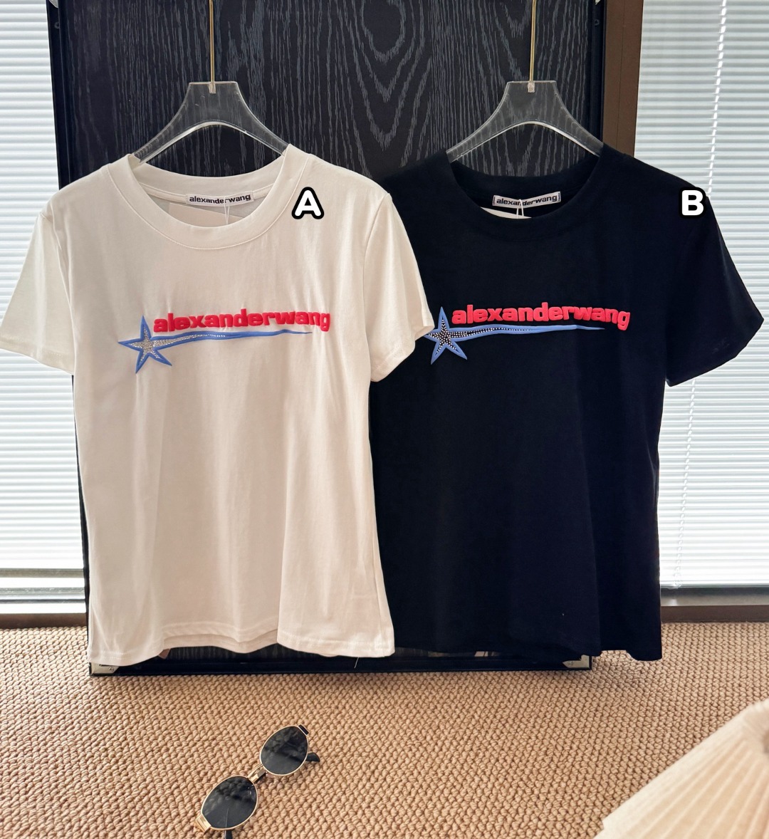 Alexander Wang 燙鑽五角星發泡logo短袖Tee 