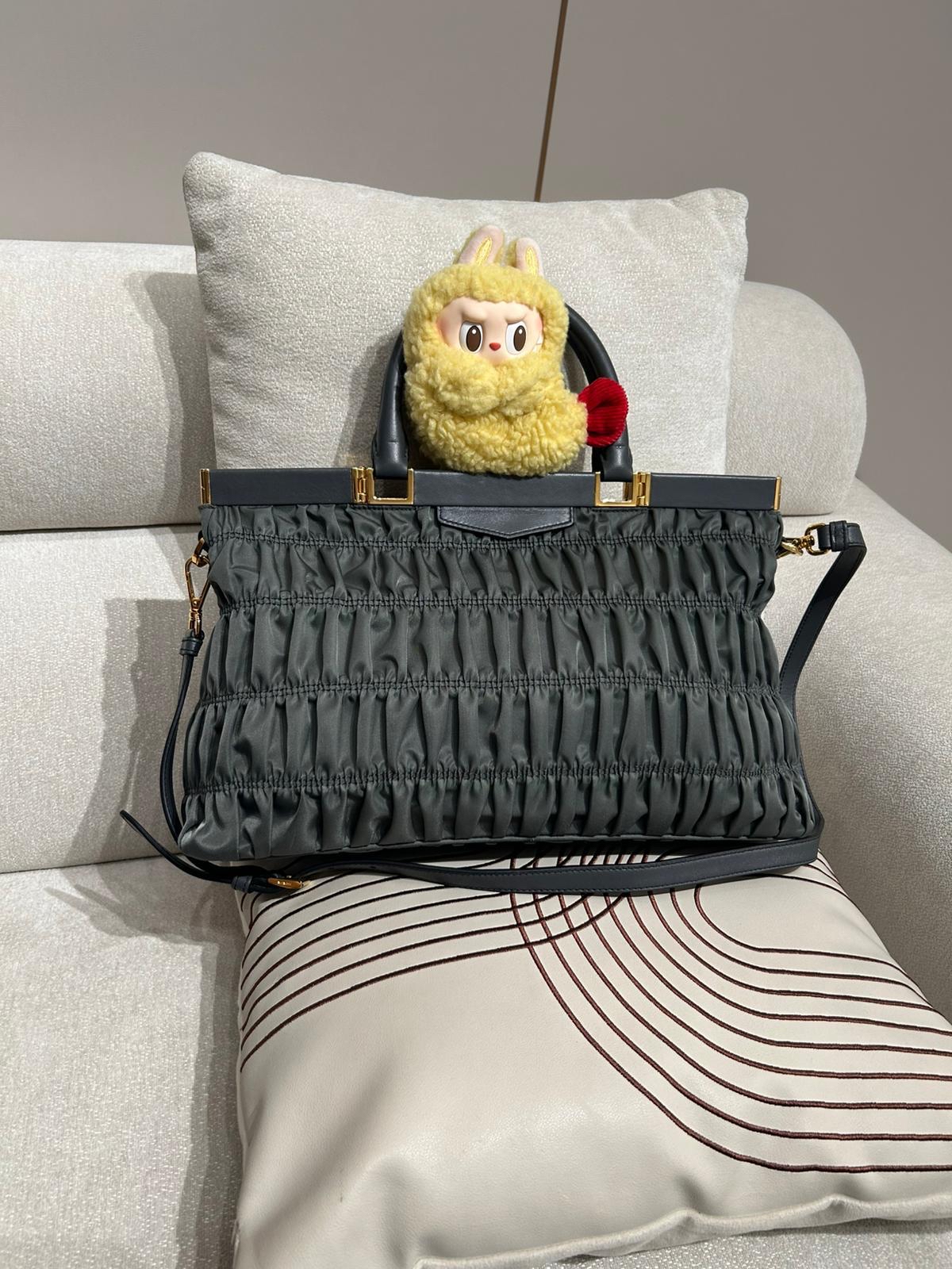 Prada Nylon 2way bag Grey 100%Authentic, 98%New ✅Dust bag