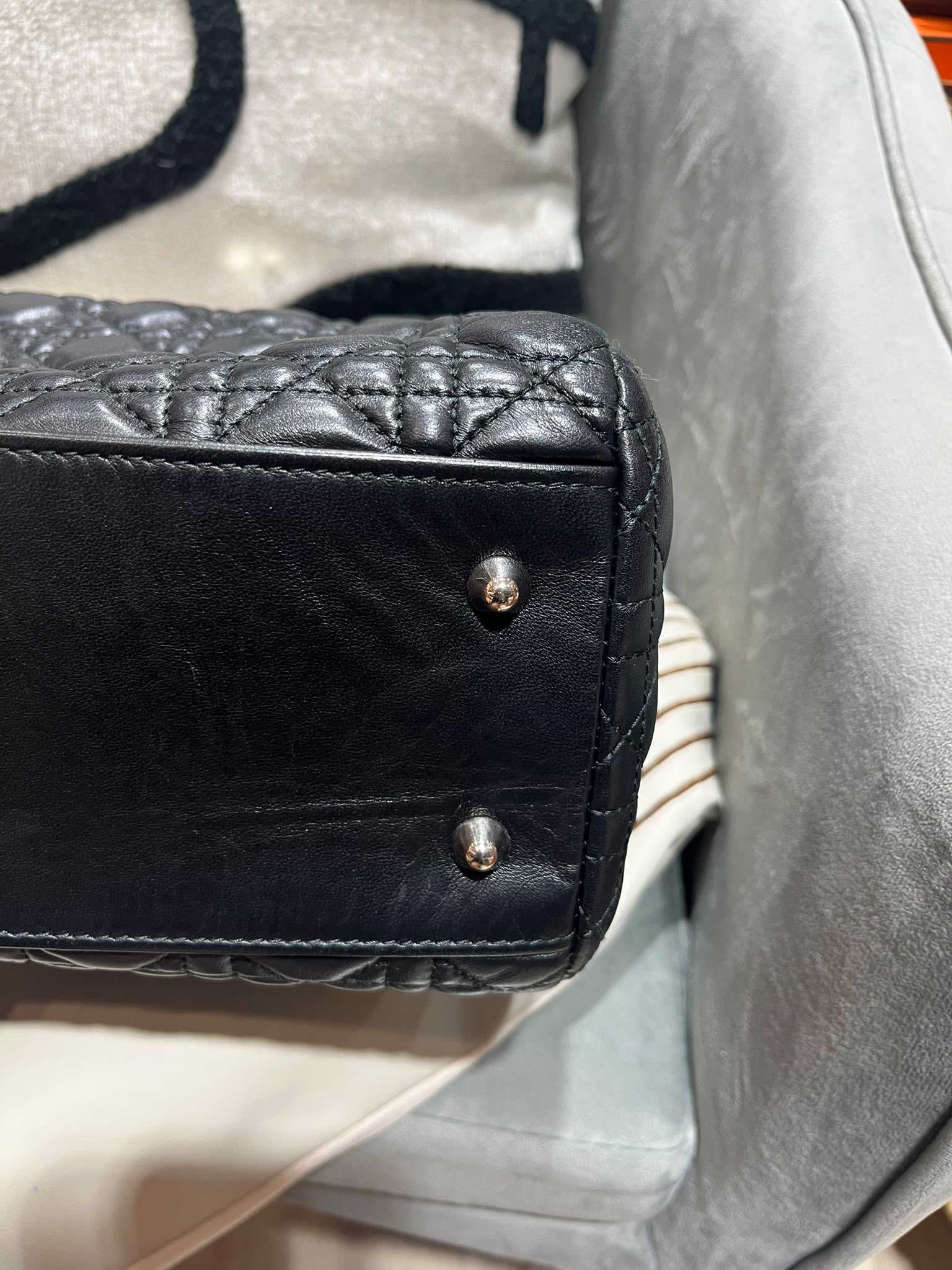 DIOR Calfskin Soft Shopping 9x7 Tote Bag 黑色牛皮100%Authentic, 95%New ✅Dust bag