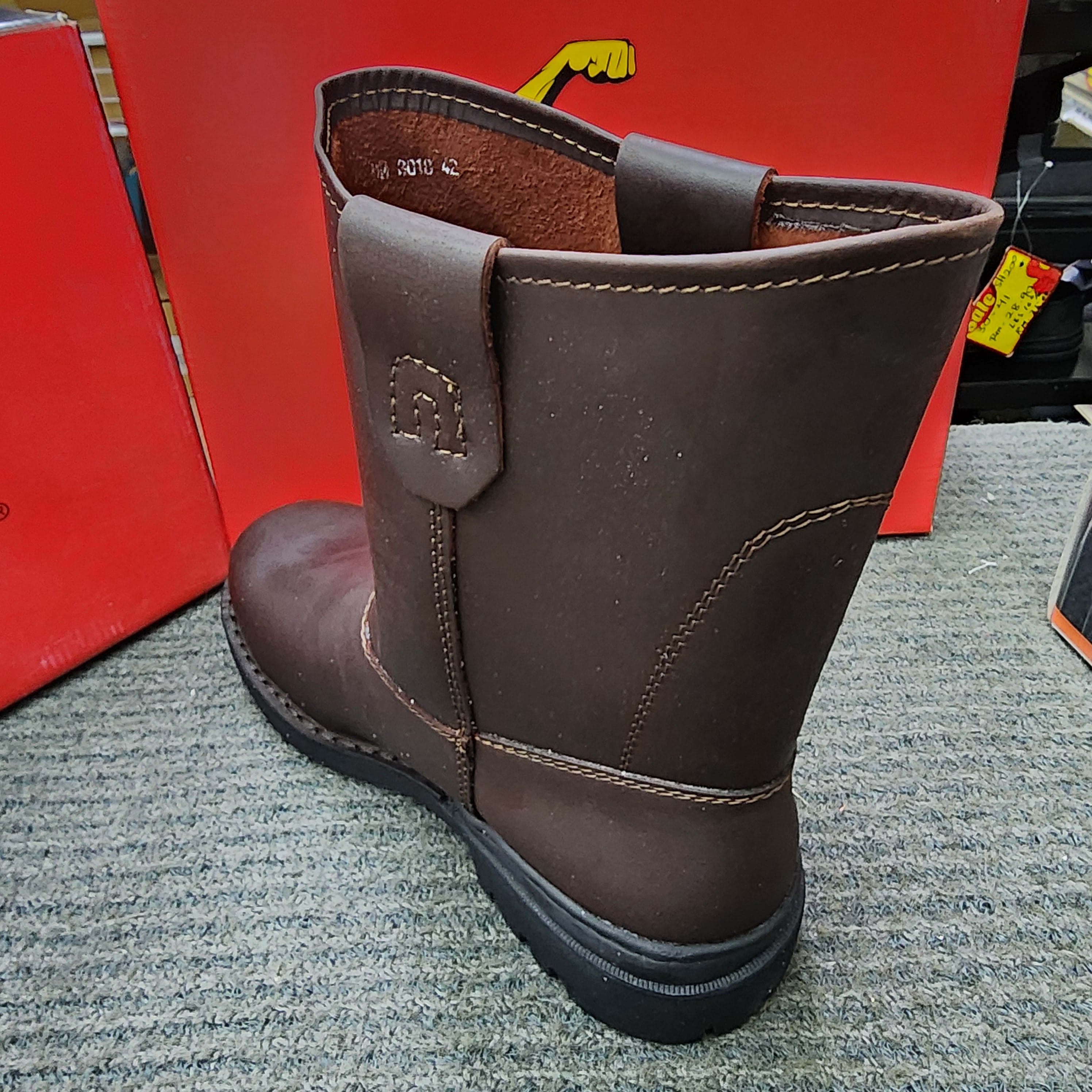 Special Edition Big Truck Pro Safety 8018 Pull Up High Cut Boot Black Cherry Maroon Exclusive Model Men Shoe Camping Kasut Keselamatan