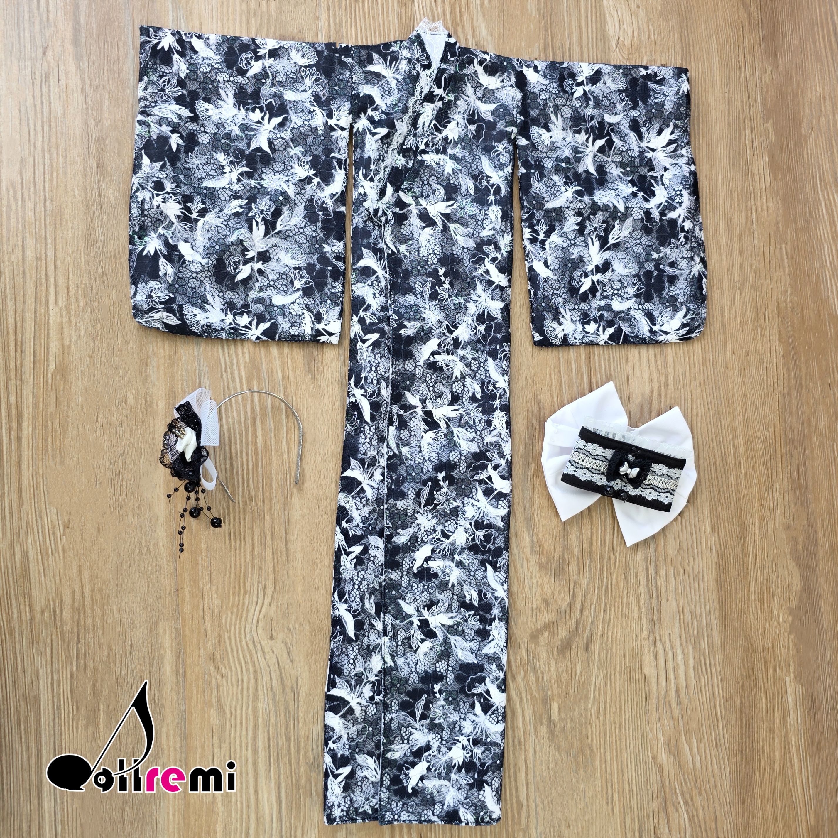 【dollremi】(DD0895) 黑白蕾絲和服 Black and White Lace Kimono