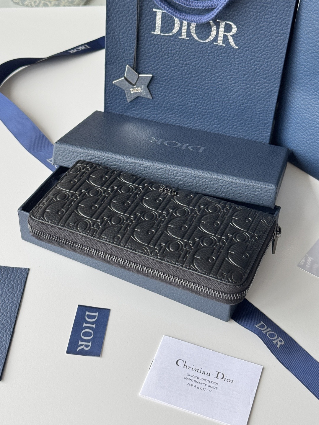 【原單】Dior Gravity 皮革拉鍊長夾銀包