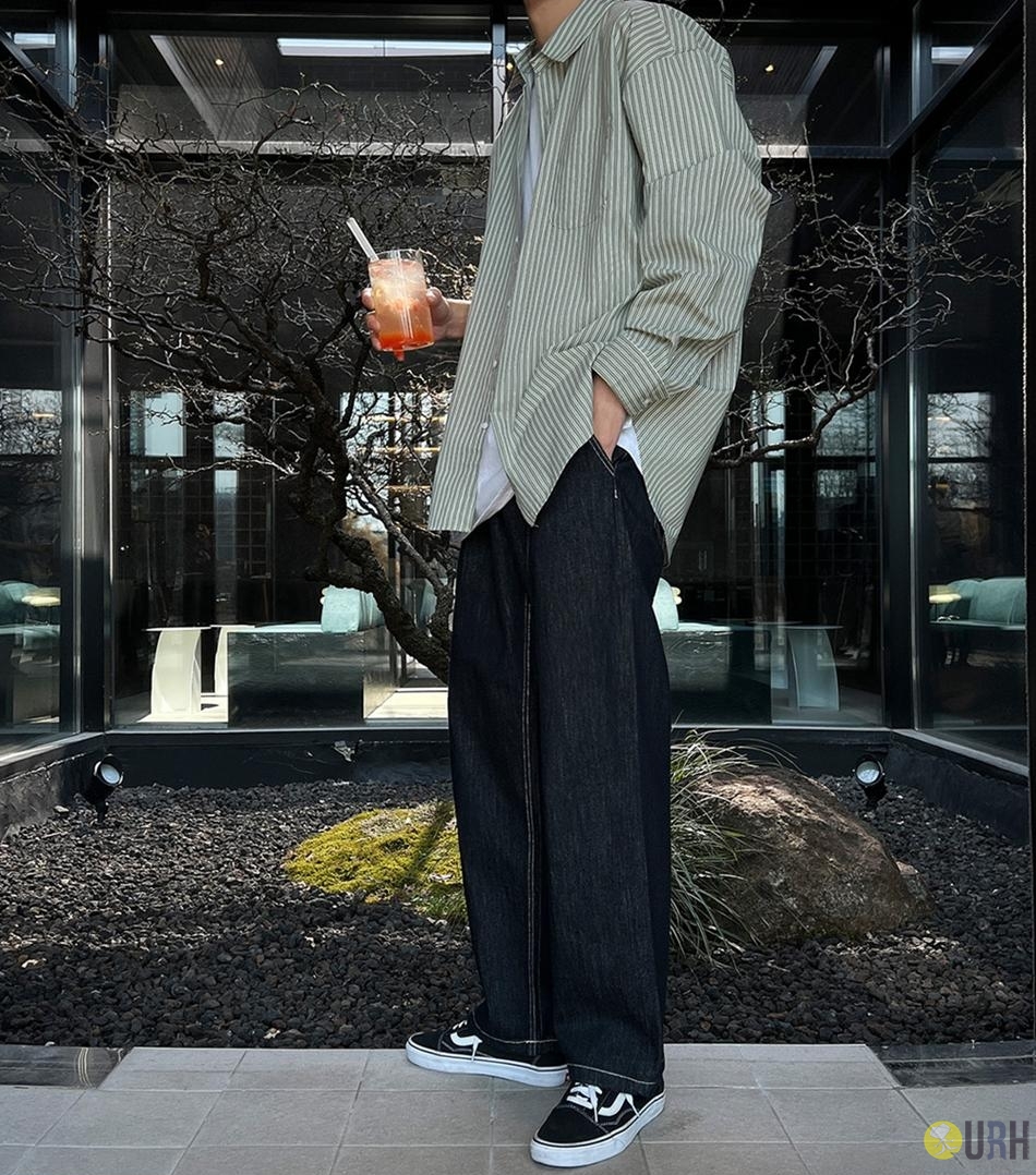 【100%保證韓國直送】城市感寬鬆廓形細條紋純棉襯衫 👕 [2 color] RG165610