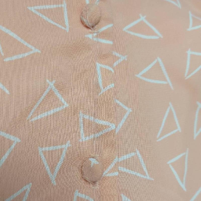 C.a. 1980-90s American Alexis Petites Peach Orange Geometric Pattern White Collar Shirtdress - Size L up (MU108-2 )