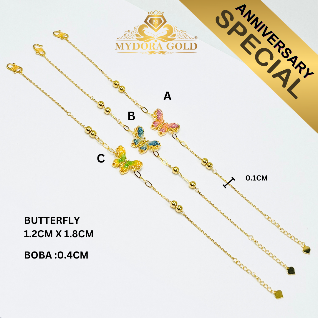 Anniversary Special: MYDORA Rantai Tangan Butterfly Series l EMAS 916/22K