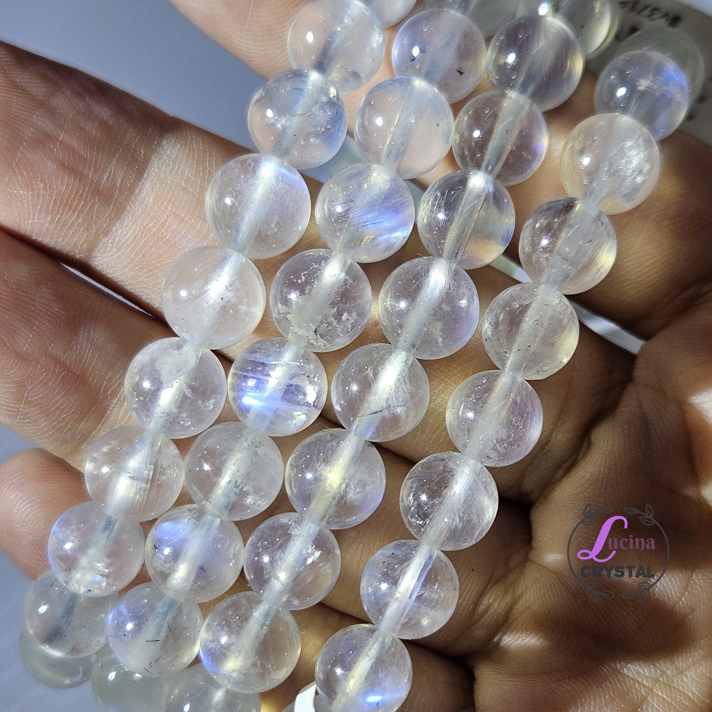 (Co#v3718)8mm+藍光月亮石手串手鏈/Moonstone Bracelet