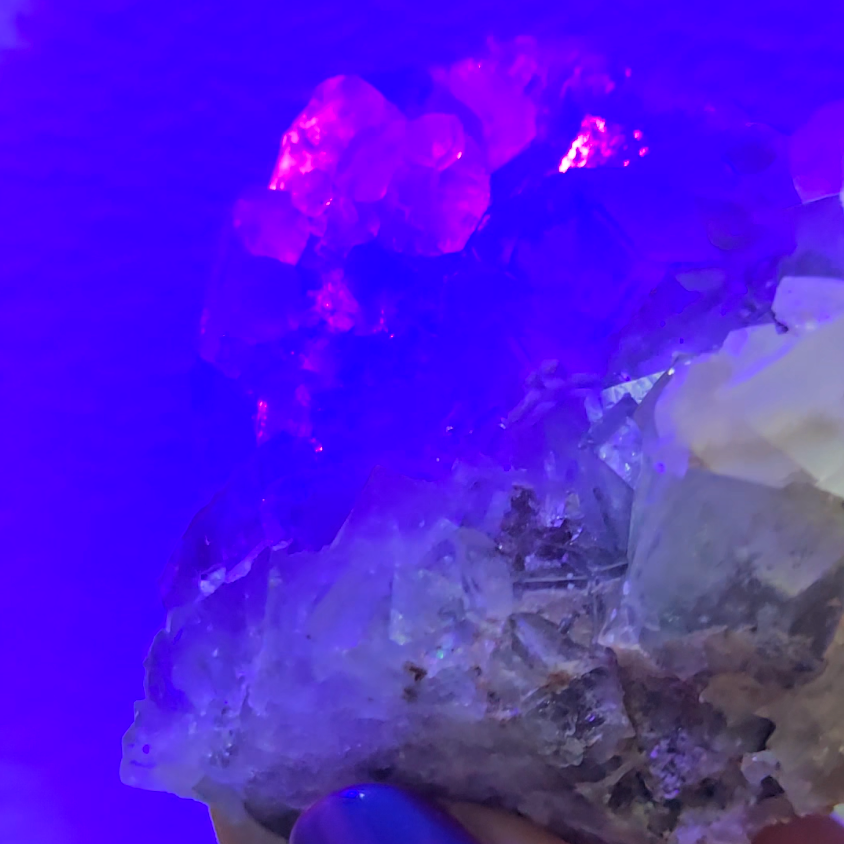 Cubic fluorite with UV-reactive calcite - FL216