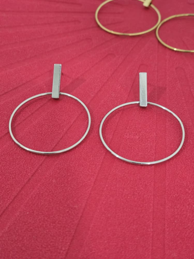 Bar & Circle Drop Stud Earrings