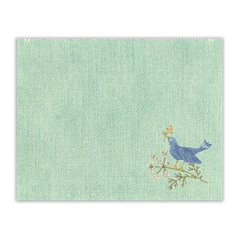 NB - 迷你信紙套裝 (藍綠色小鳥刺繡款)
