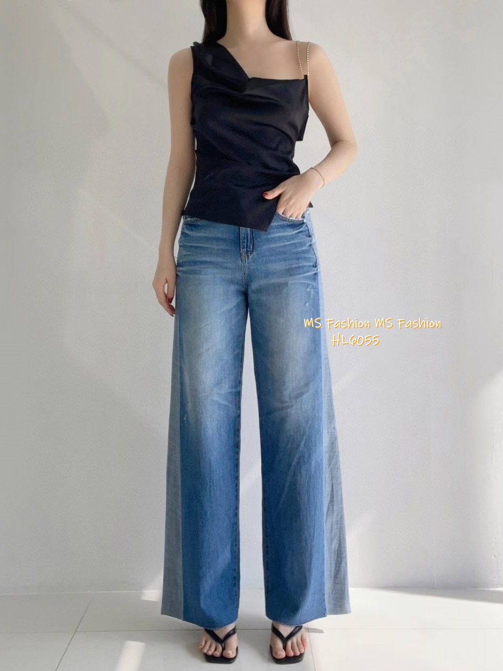 HL6055 韓國🌼Howluk拼色闊筒微喇叭牛