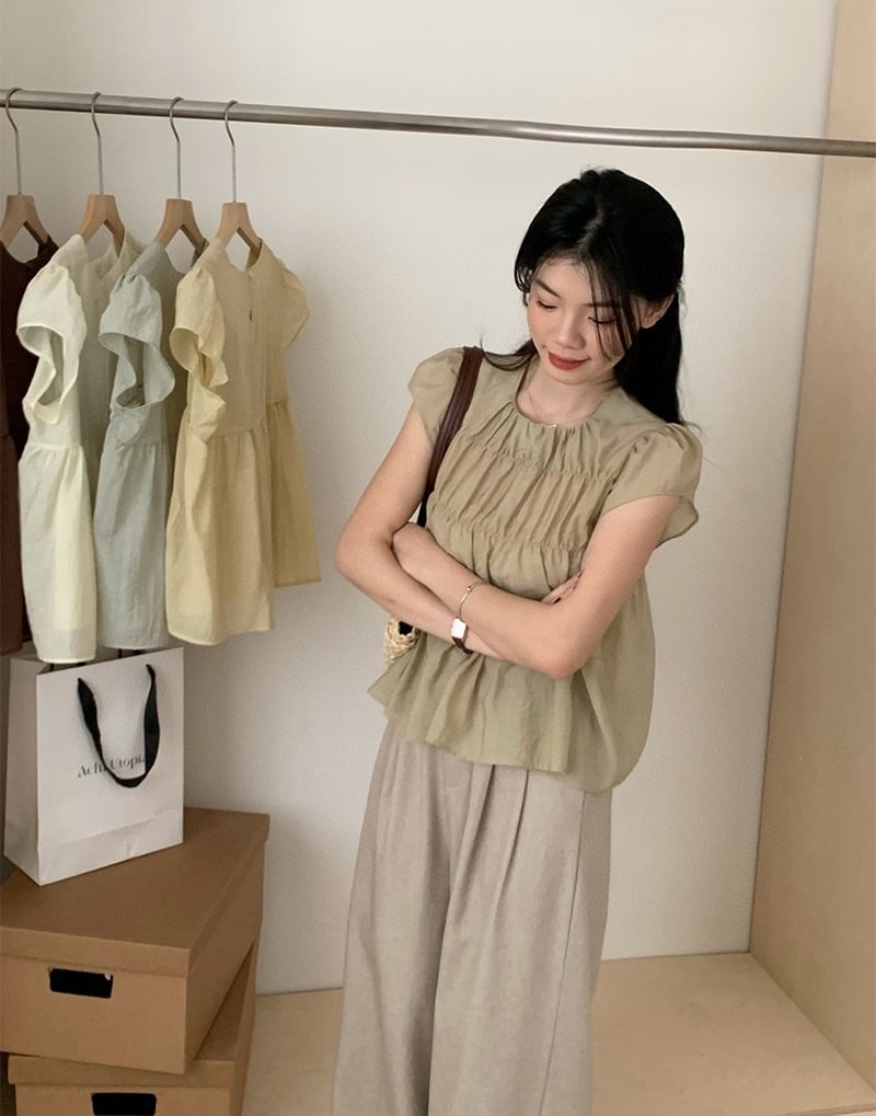 Oni Style Ruffle Blouse 韩系小衫 （ 4 colour ）