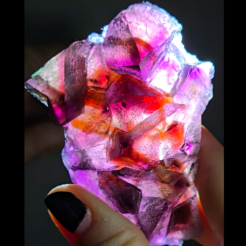 Red phantom octahedral fluorite from China - FL292
