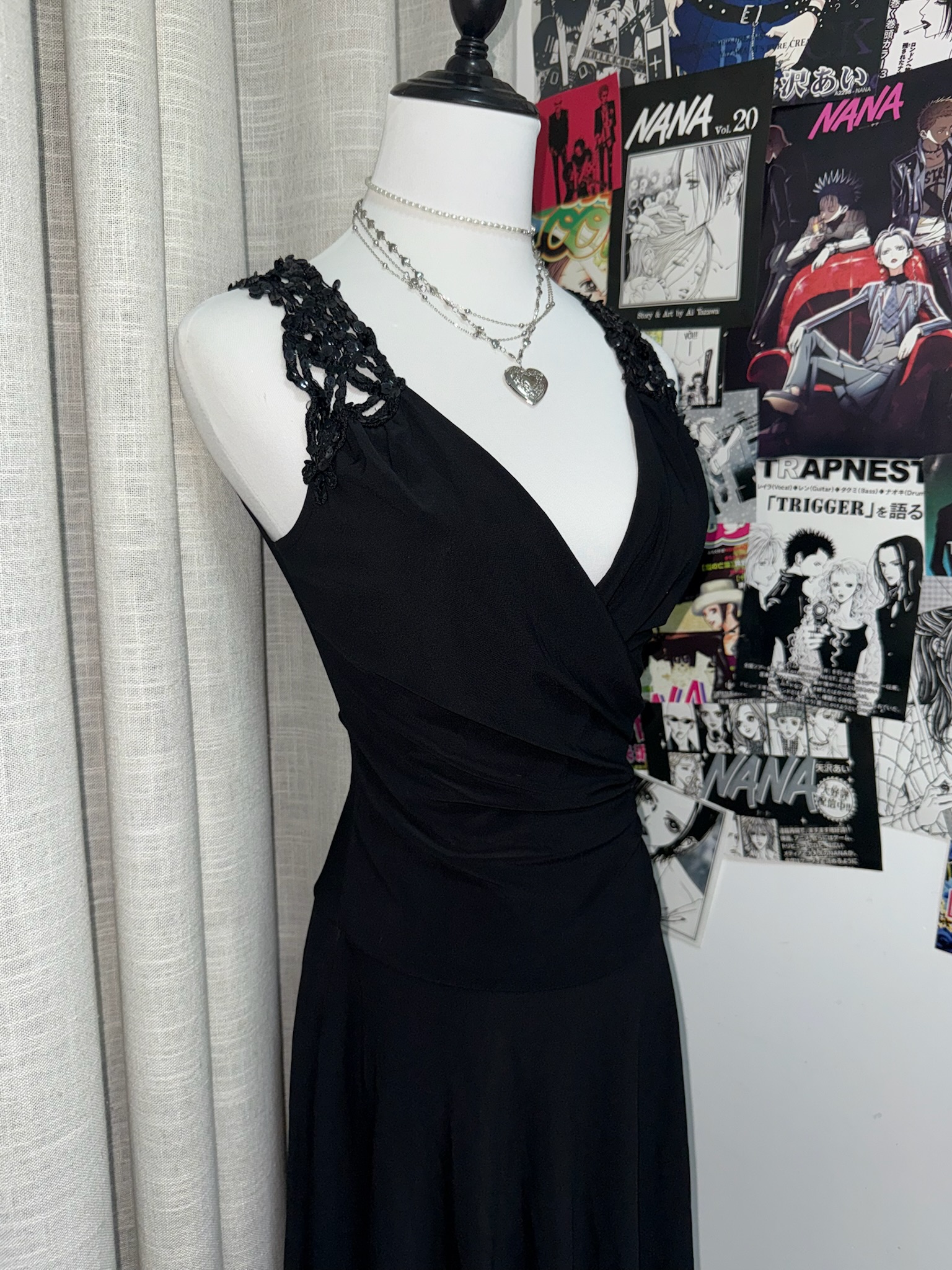 Surplice V-Neck Floral Trim Cocktail Dress