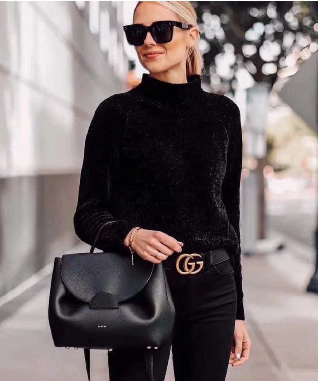 Gucci 經典黑金皮帶 75cm
