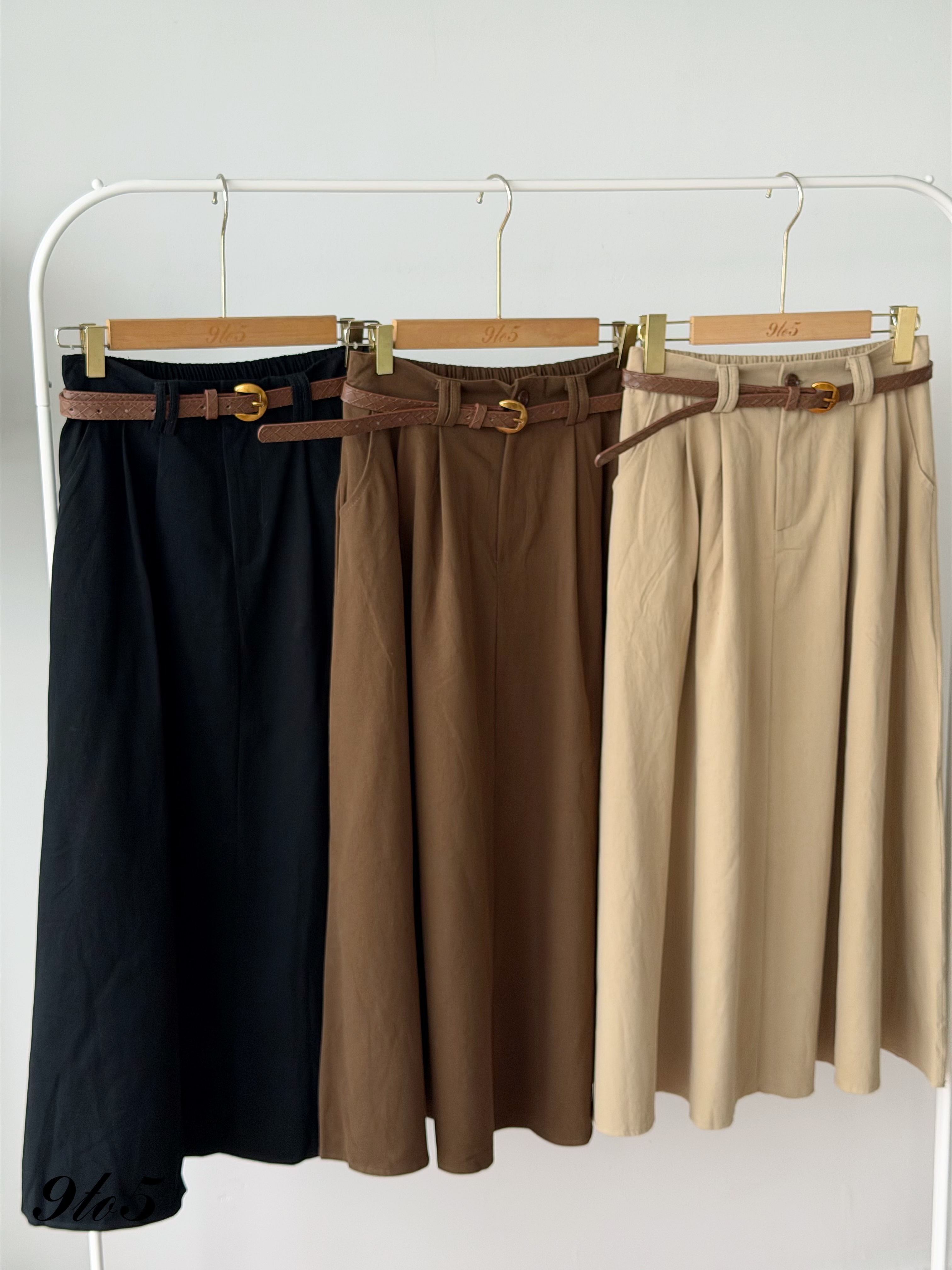 S2052 A Line Long Pleated Skirt - 3 Colors 