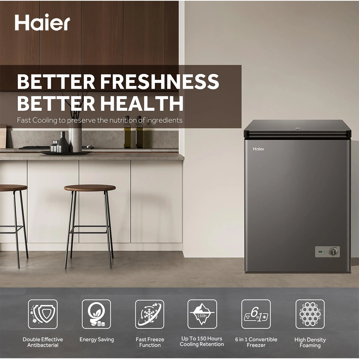 Haier 187L Chest Freezer Stainless Steel (HCF-187MSS)