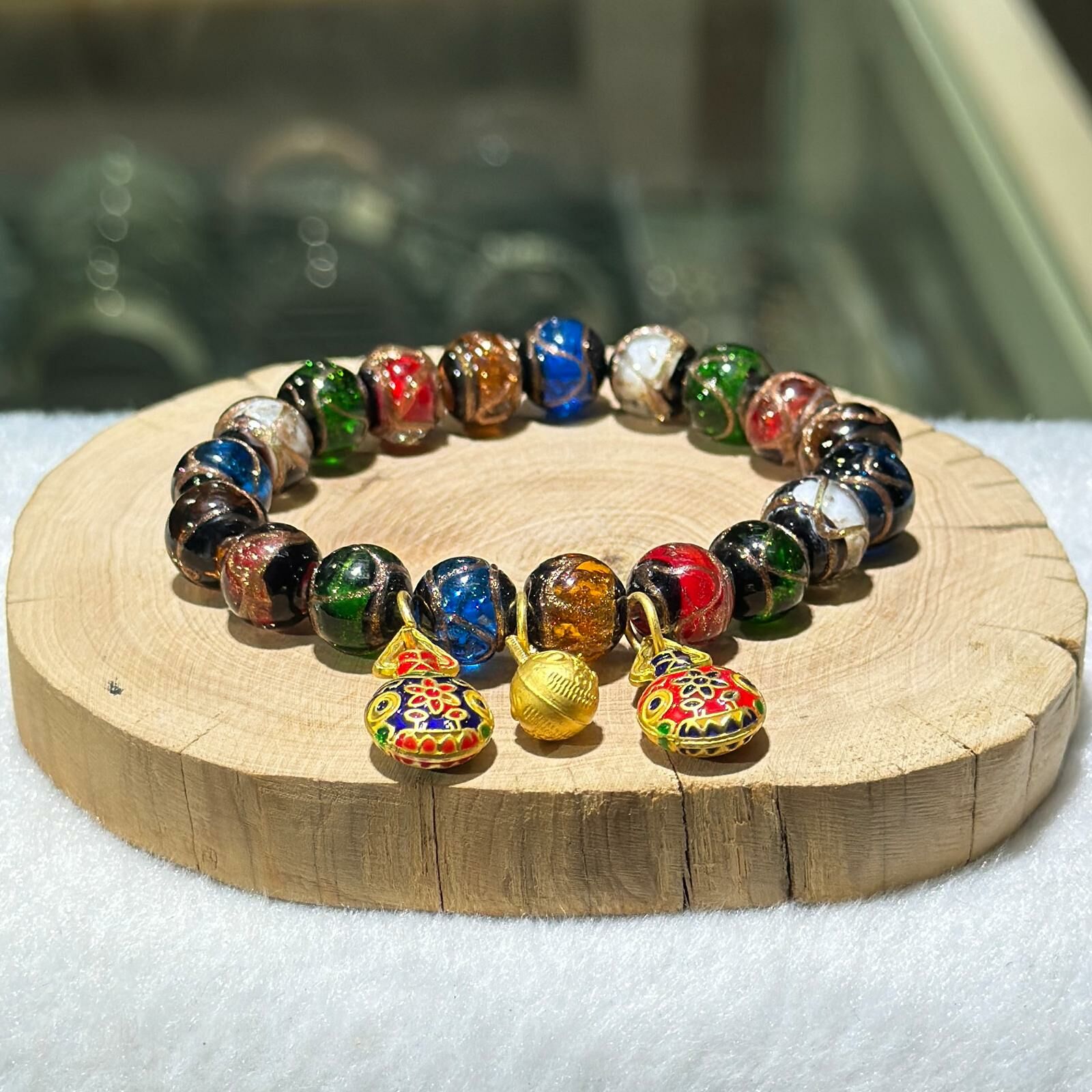 香灰琉璃配吞金獸掛飾手串 10mm+/-