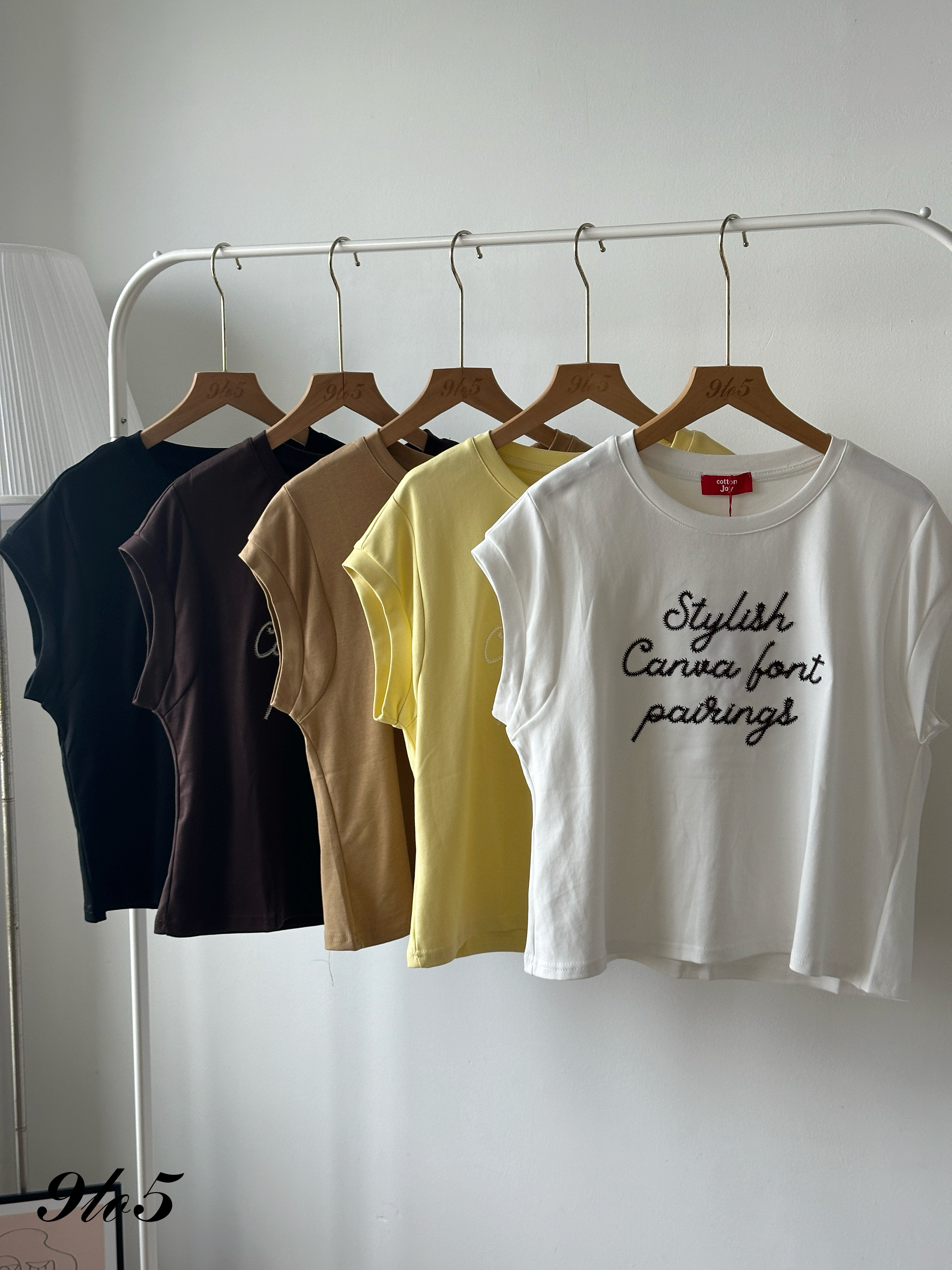 T4353 Embroidery Wording Tee - 5 Colors 