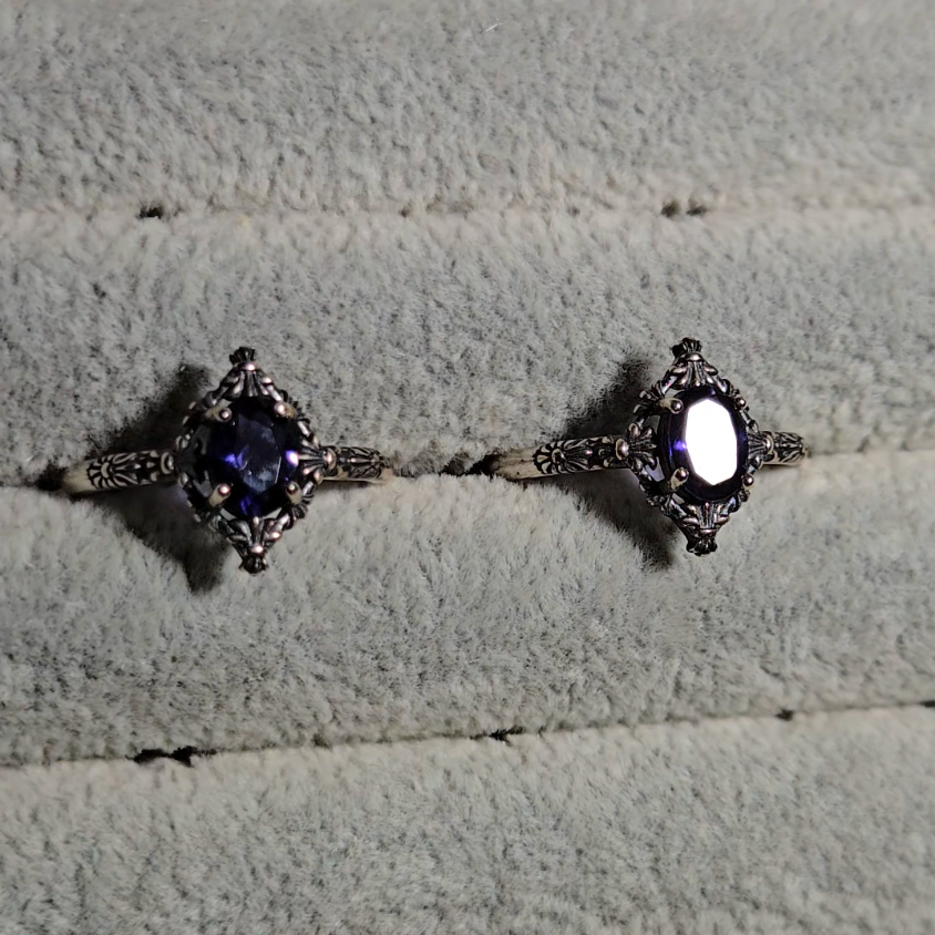 Iolite rings in adjustable sterling silver - JW35