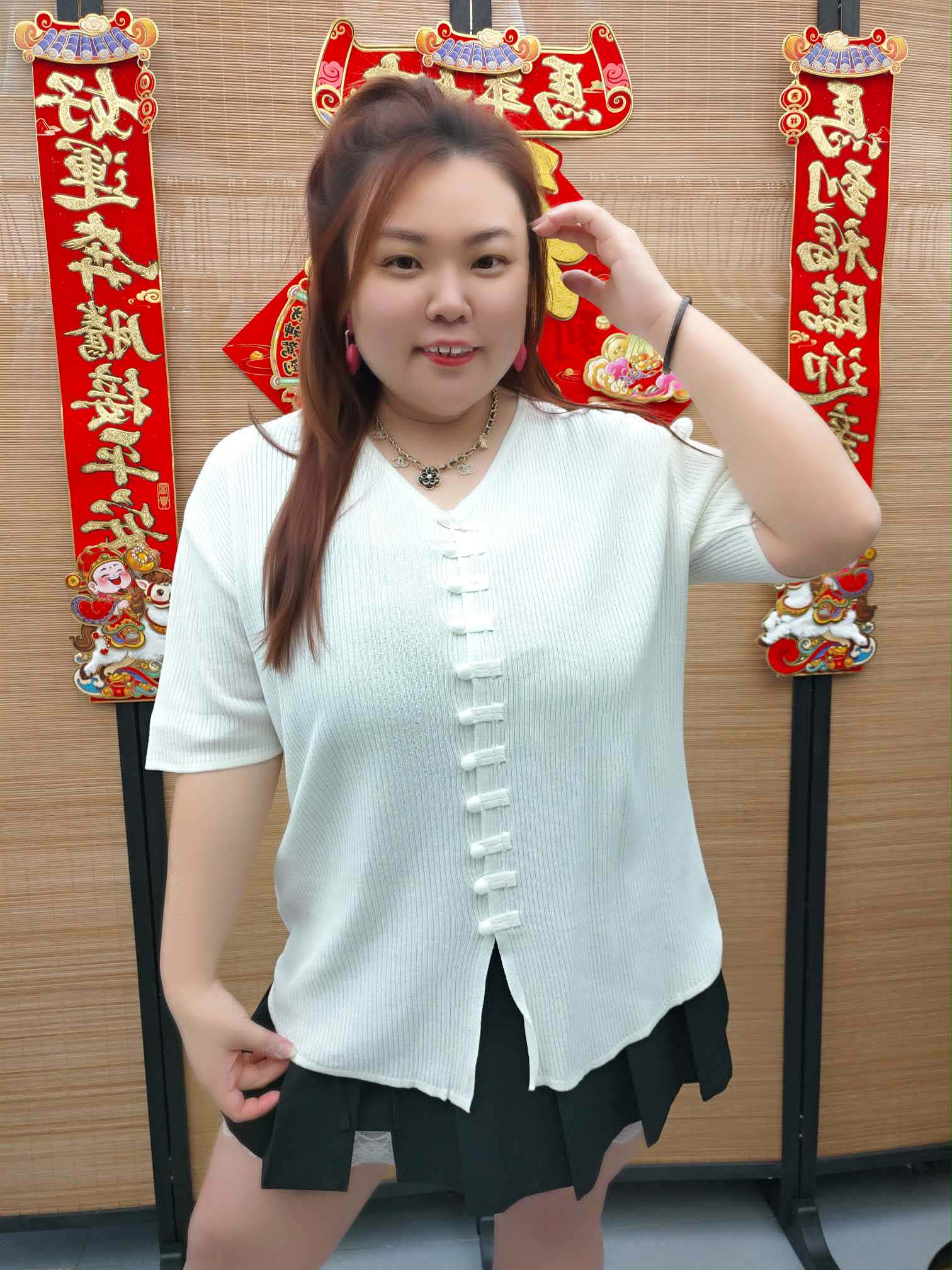 DDI09 8977 中式排钮针织上衣