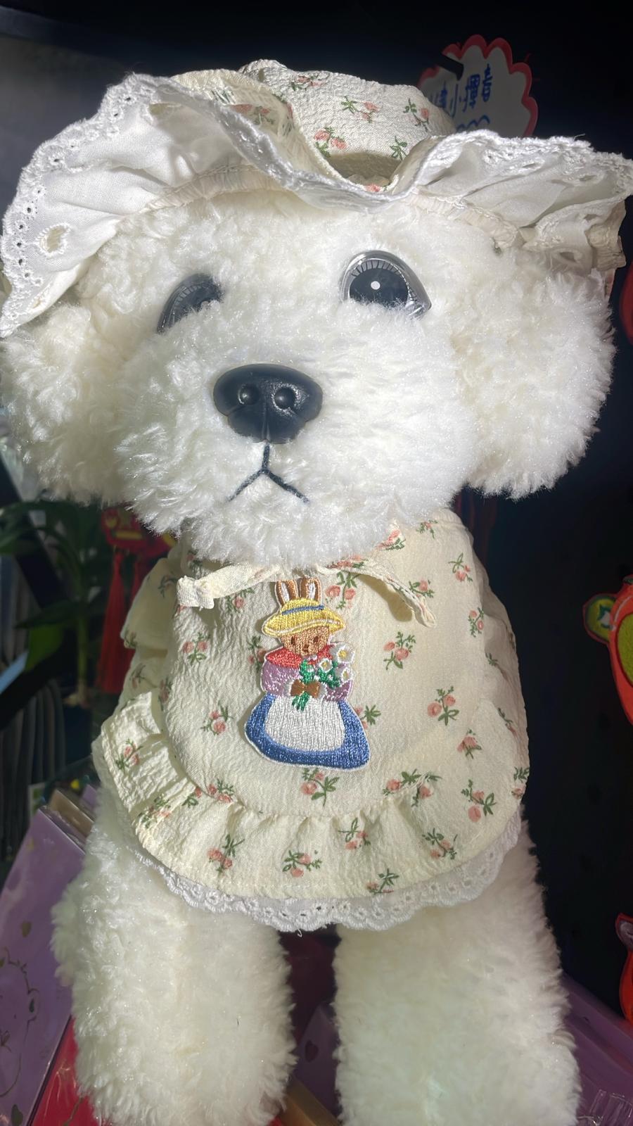 可愛小熊娃娃：花帽田園風毛絨玩具