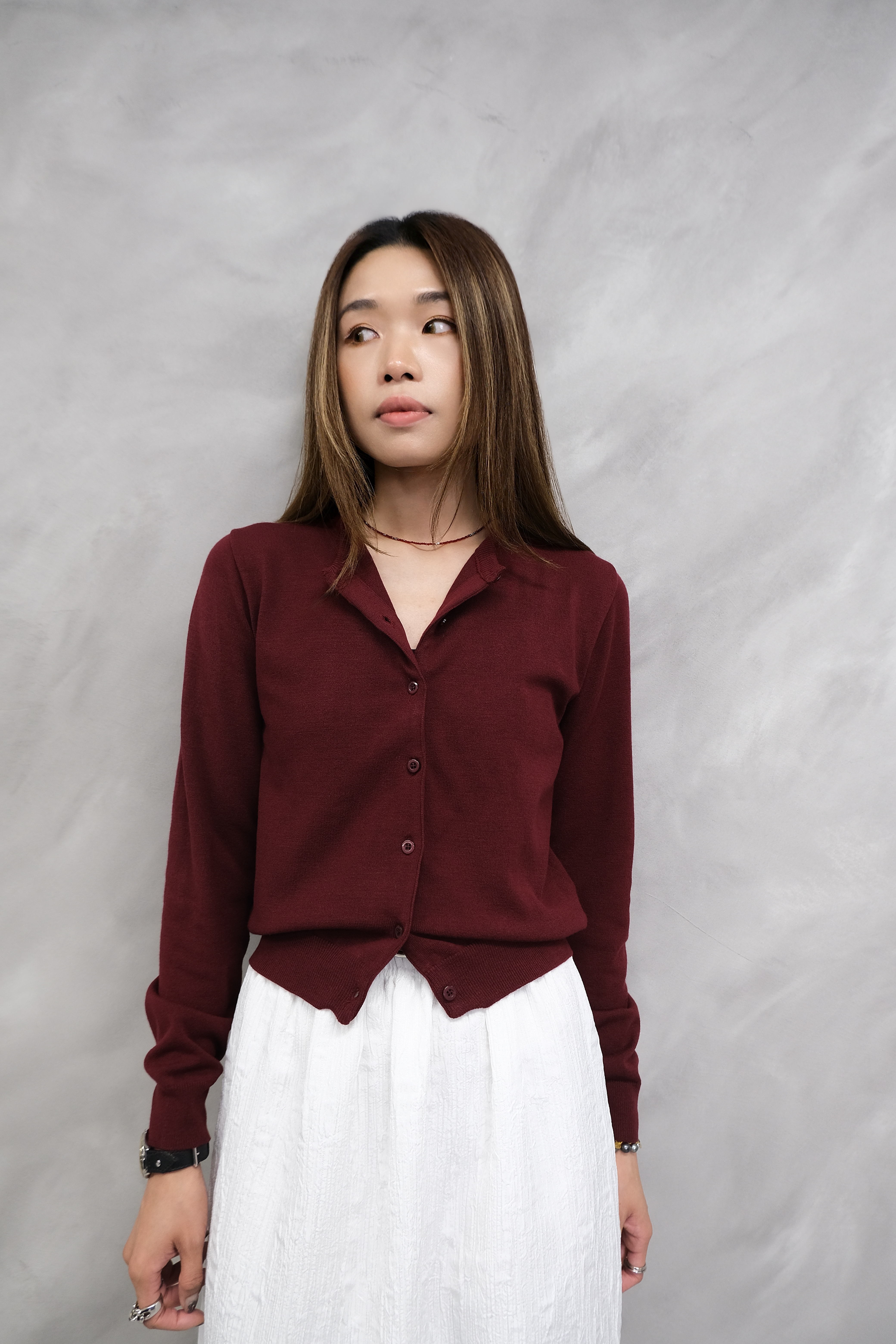 Soft Knit Round Neck Cardigan #jk30
