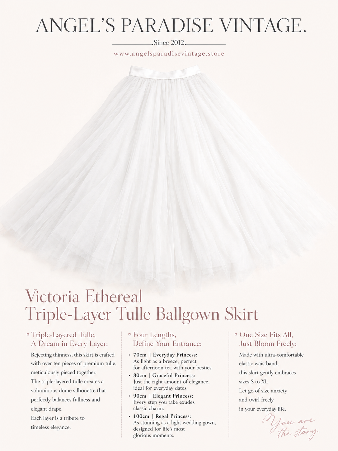 維多利亞繾綣夢幻三層輕紗大圓台蓬蓬裙 Victoria Ethereal Triple-Layer Tulle Ballgown Skirt