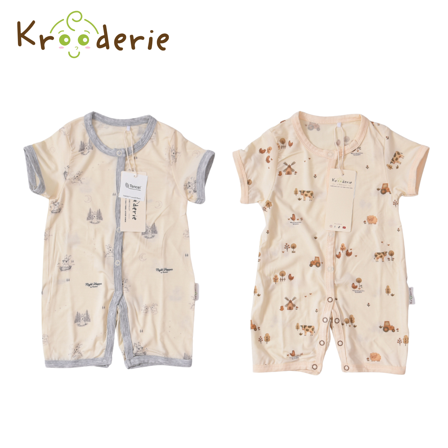 Krooderie TENCEL Short Sleeve Short Pant Button Romper
