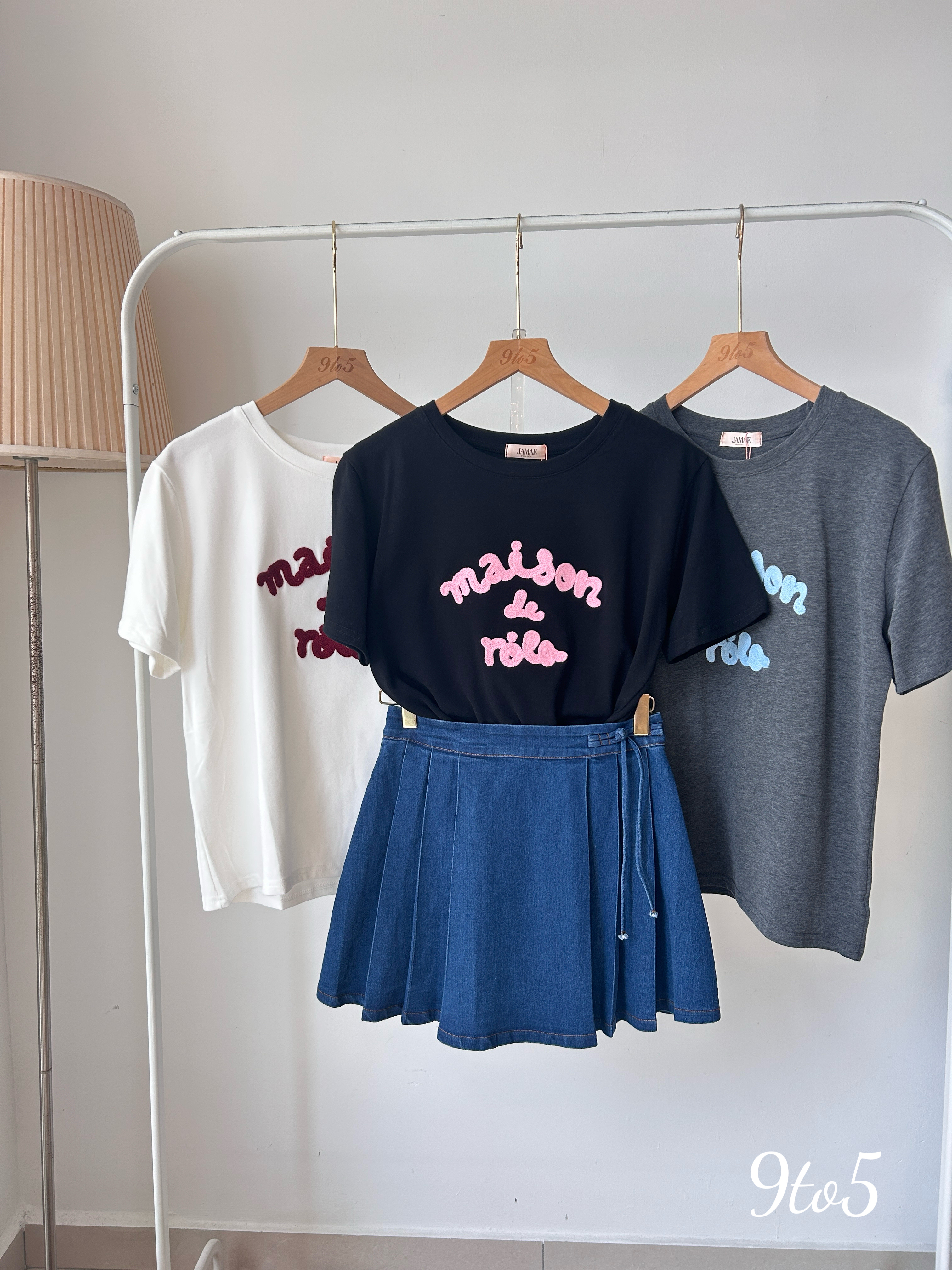 T3923 Casual Embroidery Tee - 3 Colors