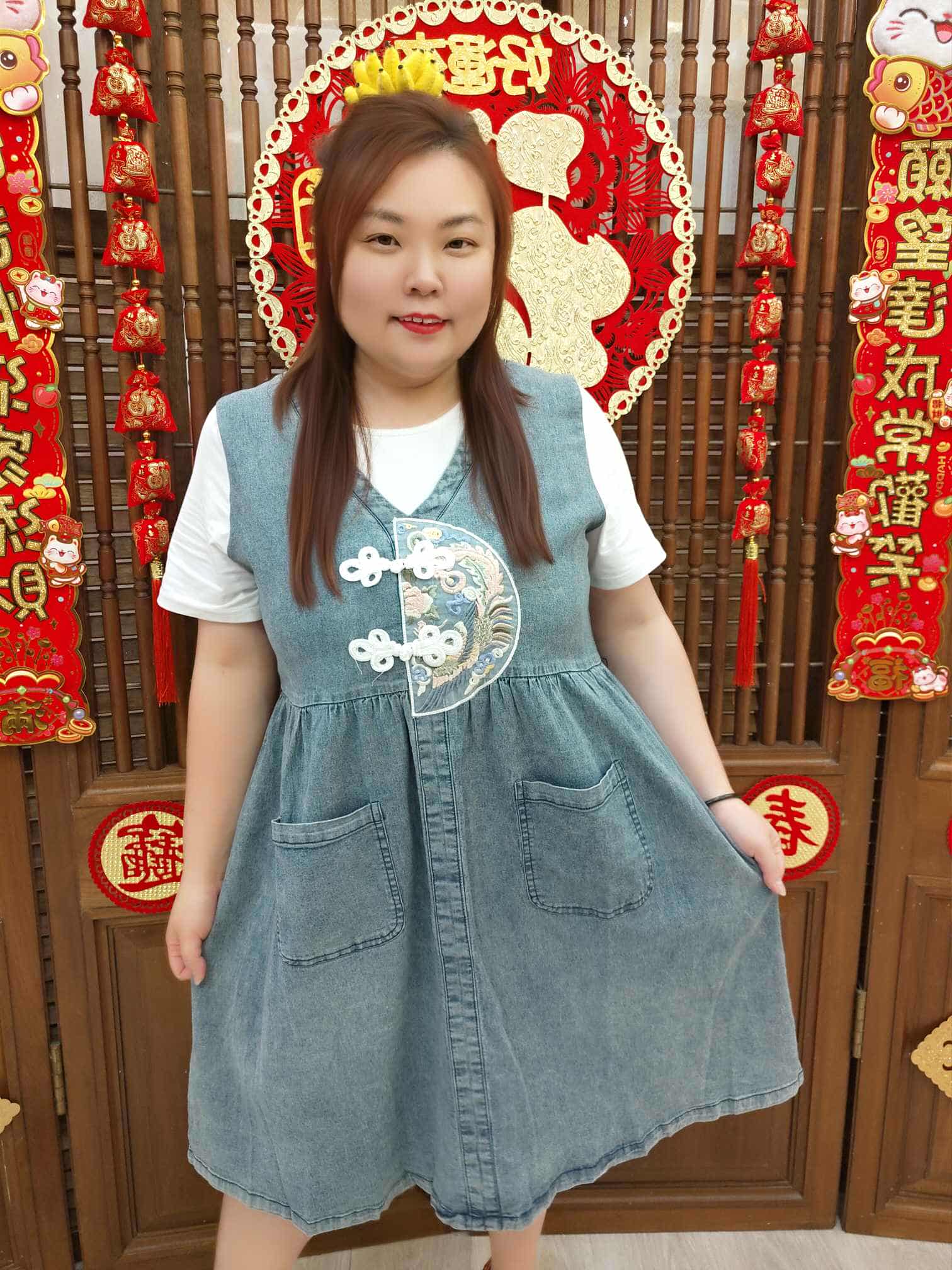 DB01 TW#5835 假两件中国风连衣裙