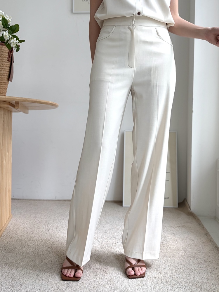 Topstitched Cooling Slacks (Ivory)
