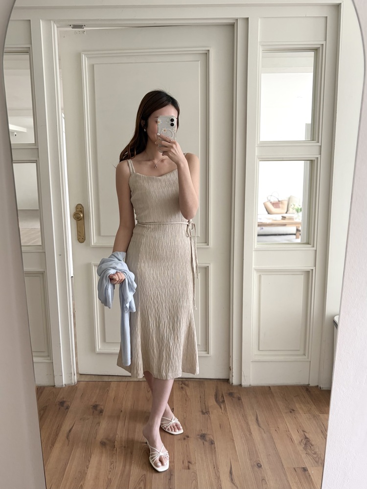 Romance Slim Cami Dress (Beige)