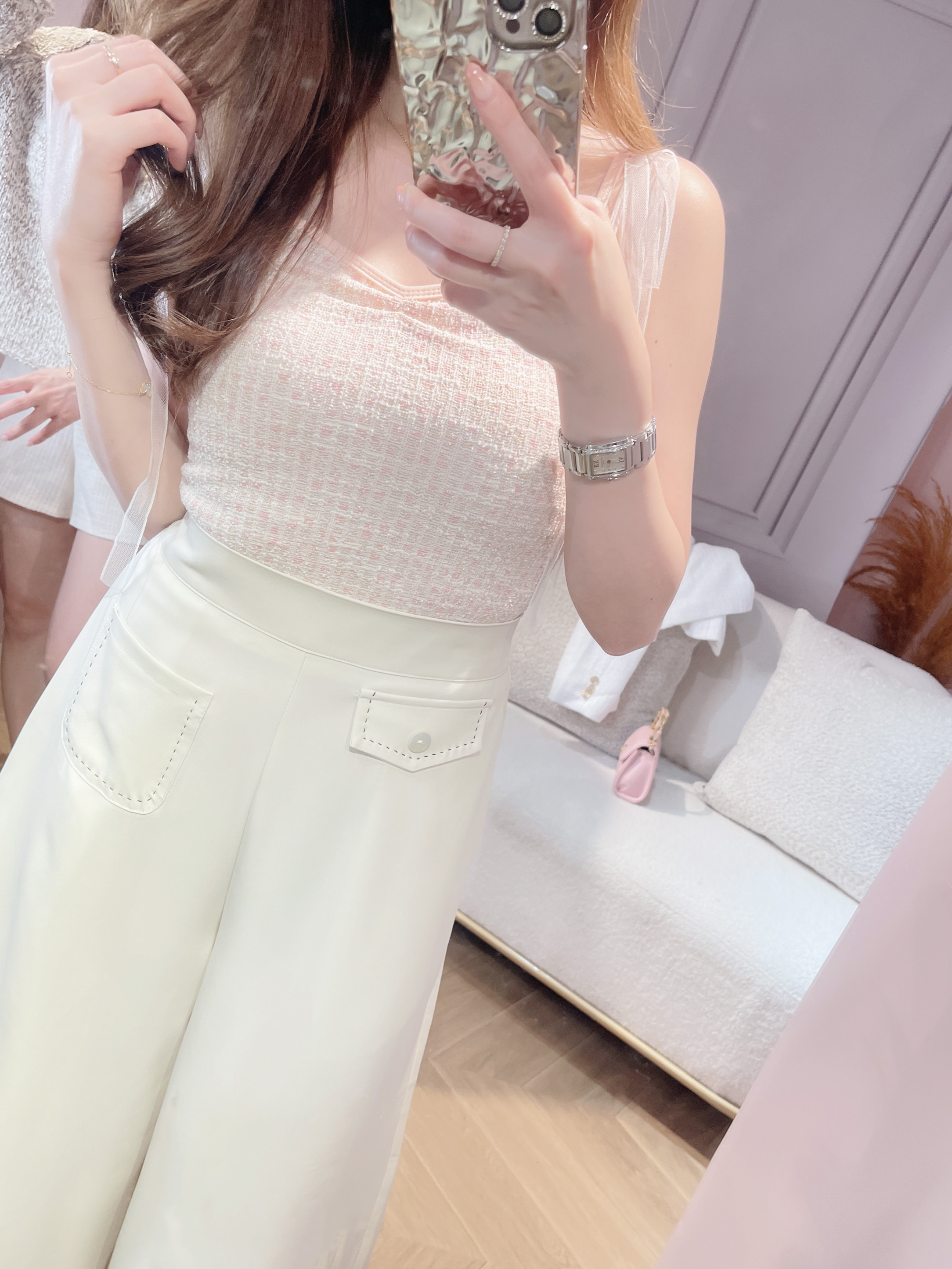 ✨🖤Sheer Ribbon Tweed Vest -by S a n d’ Collection-