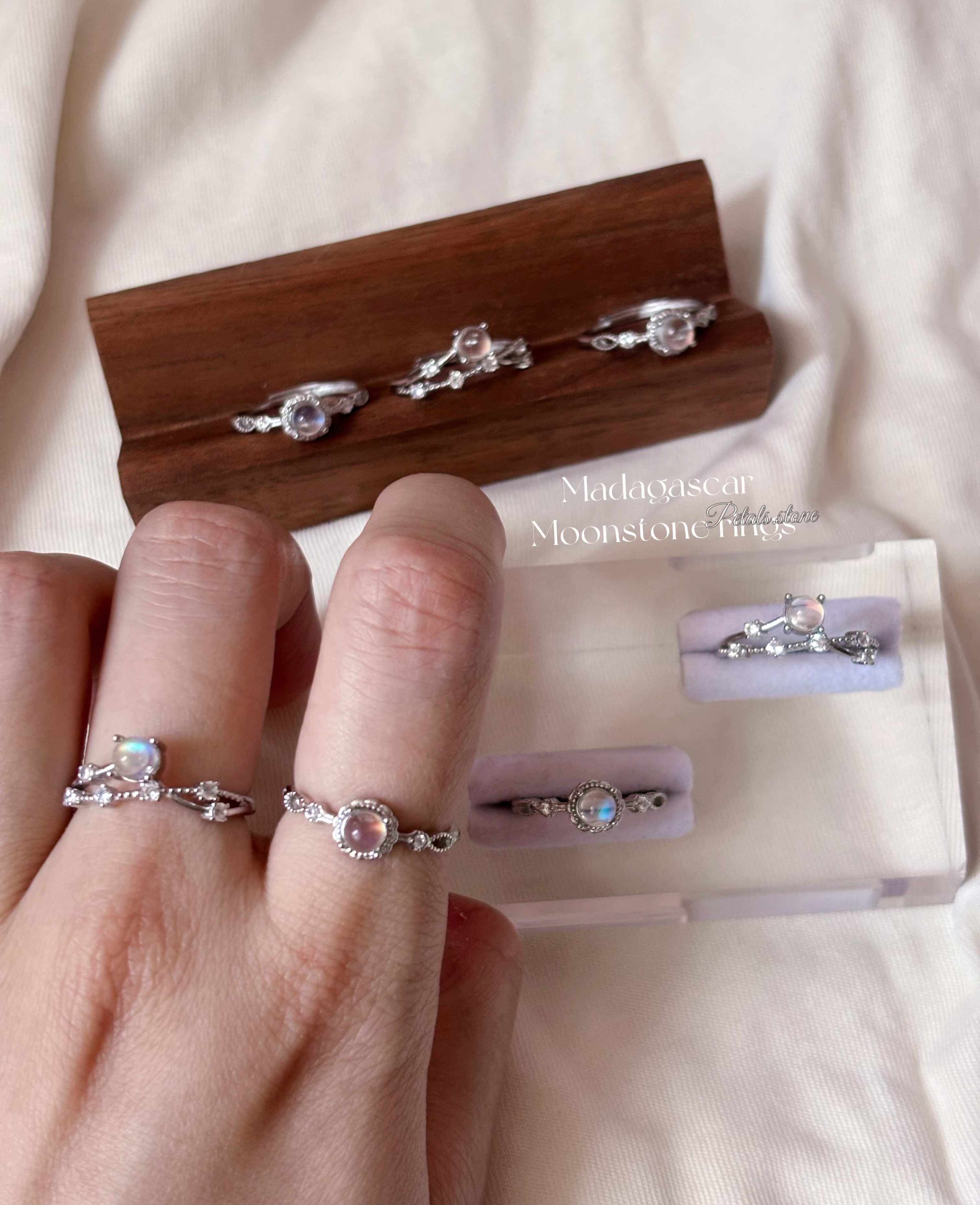 🌙Madagascar Moonstone Ring｜馬島月亮石戒指💍