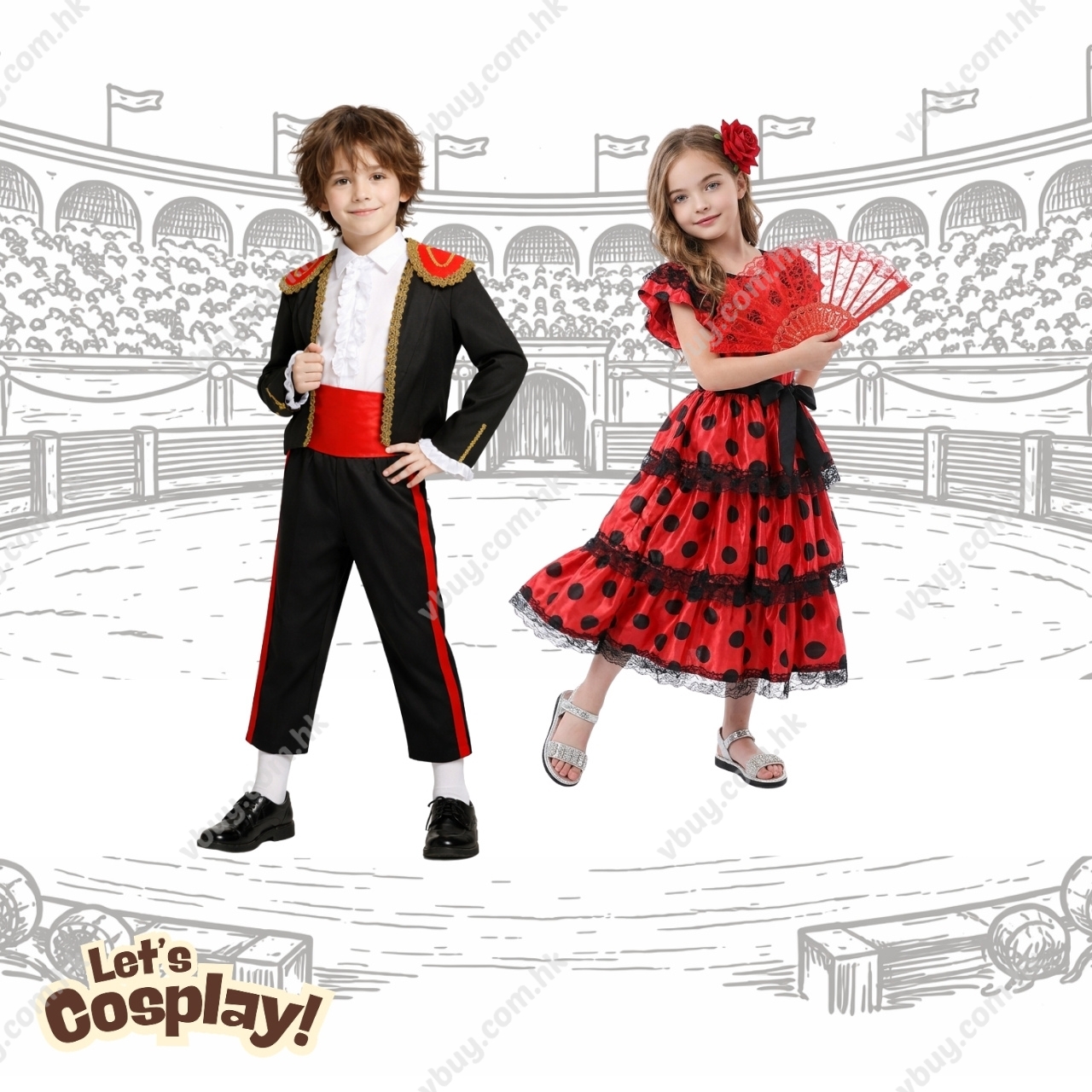 Lets Cosplay 兒童西班牙鬥牛勇士服裝 kid Spanish Costume 男童民族服 國際文化日服裝 International Day Costume（cos1107）