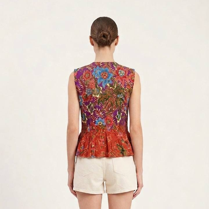T2768 - Mekar Delima Peplum Batik Top 