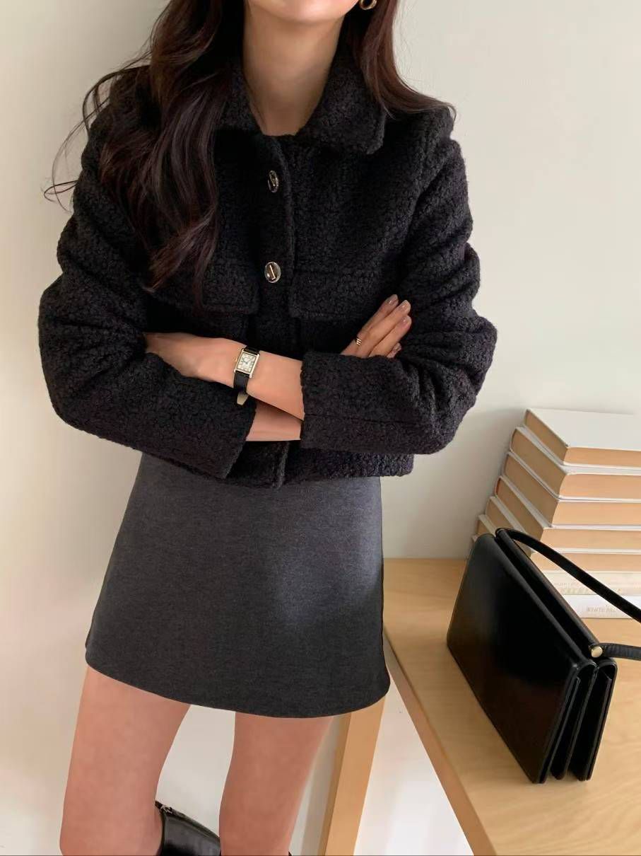 【韓感滿滿】羊羔絨翻領口袋外套