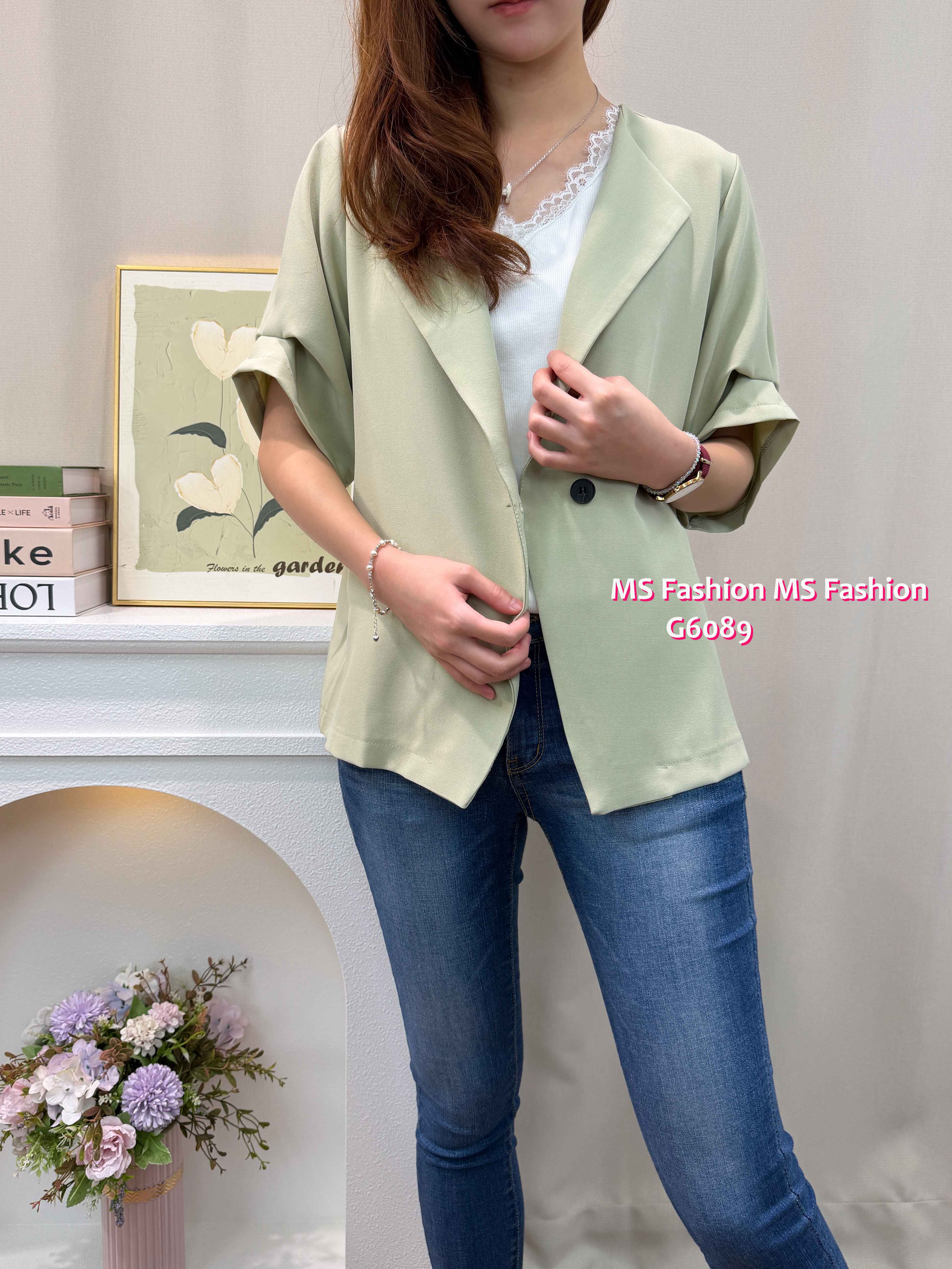 G6189 韓國🇰🇷單鈕短袖薄外套