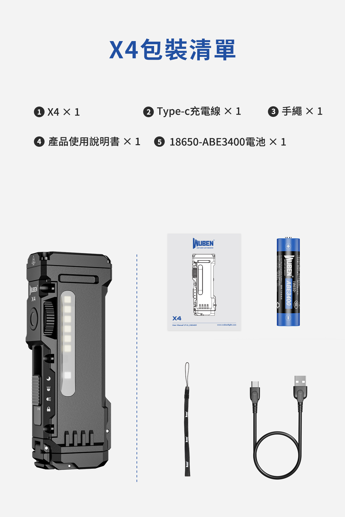 Wuben X4 輕量化多功能手電筒