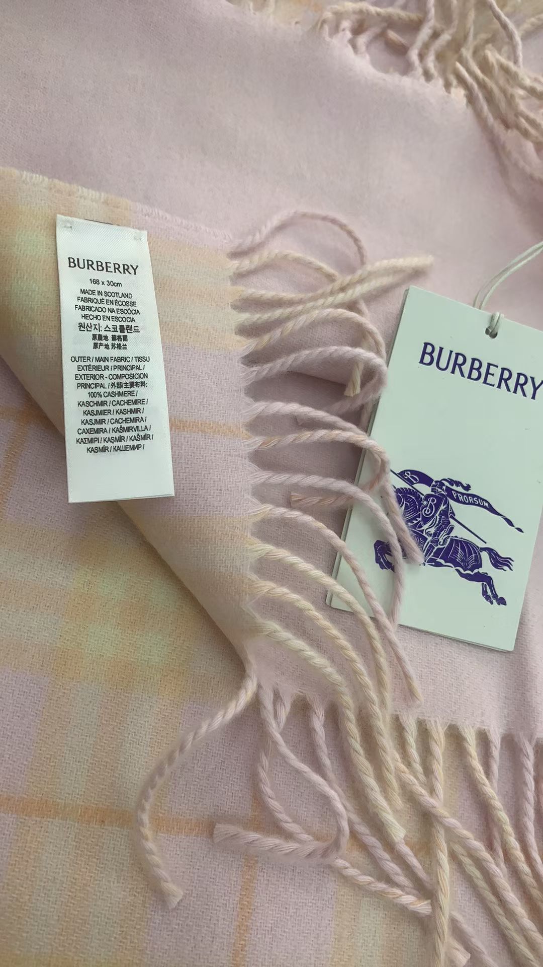 預購 Burberry粉色羊絨圍巾 sale 160x30cm