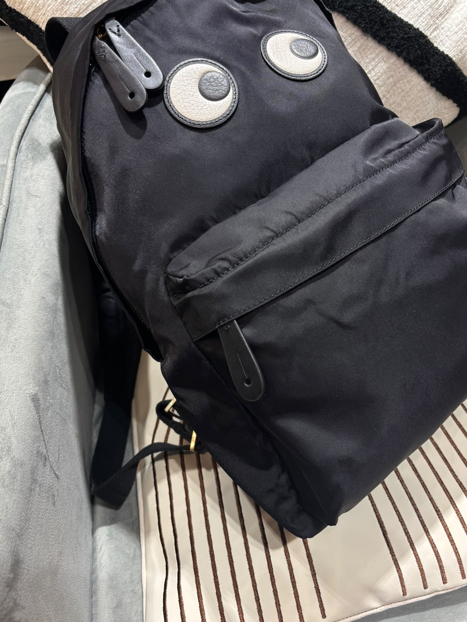 Anya Nylon Backpack Black 100%Authentic, 98%new ✅shopping bag 