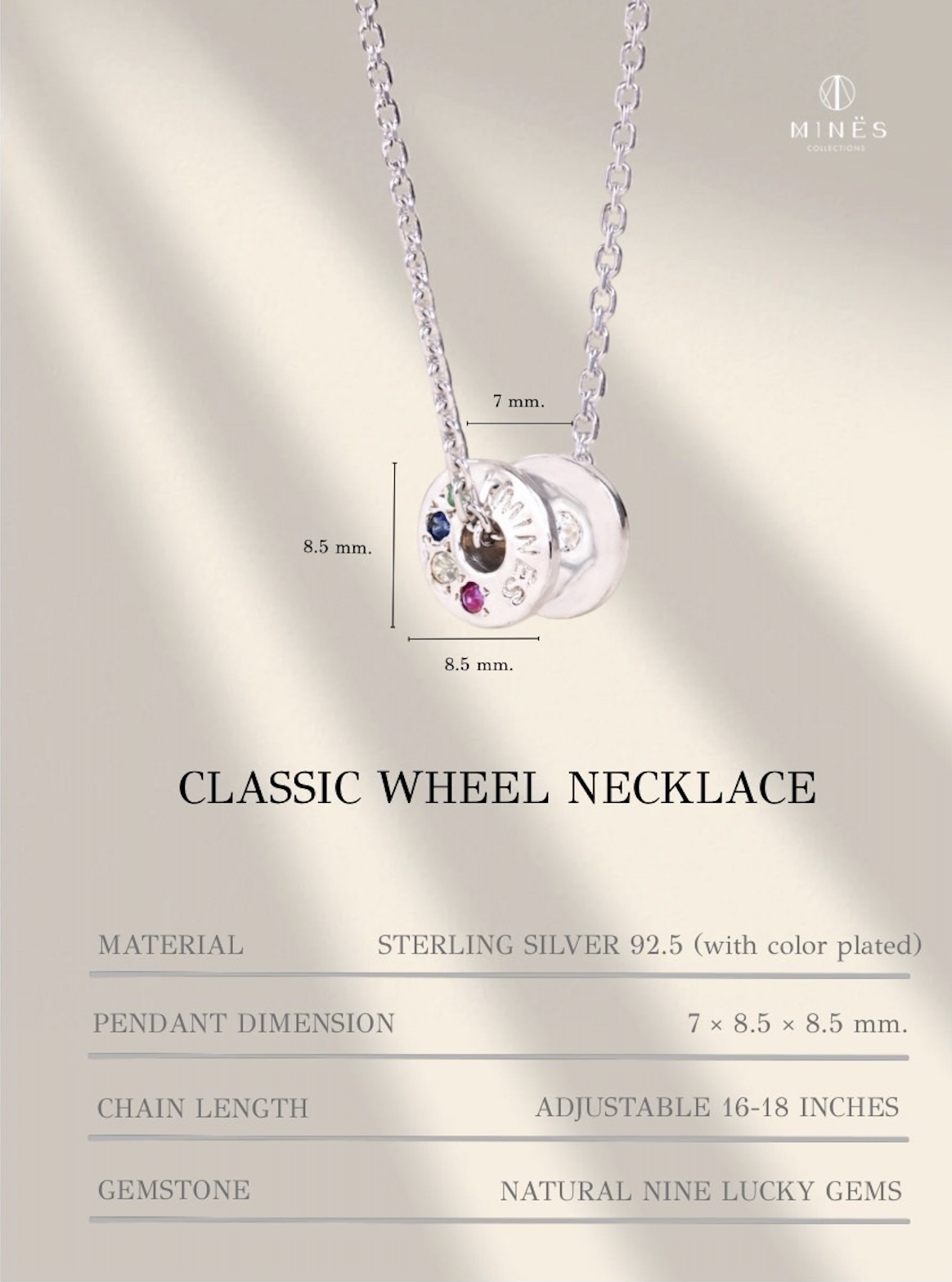 MINES Jewelry｜Classic Wheel Necklace 九寶石幸運之輪項鏈