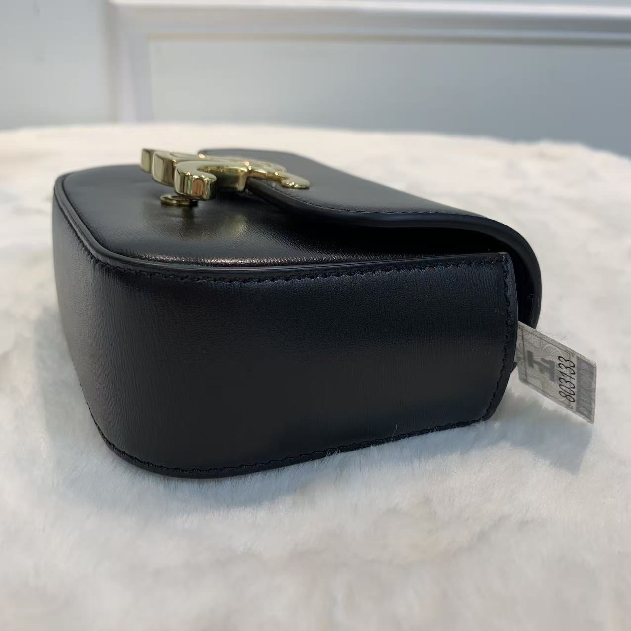 Celine 凱旋門系列 mini斜挎包 黑金 牛皮 經典款單肩手提包 